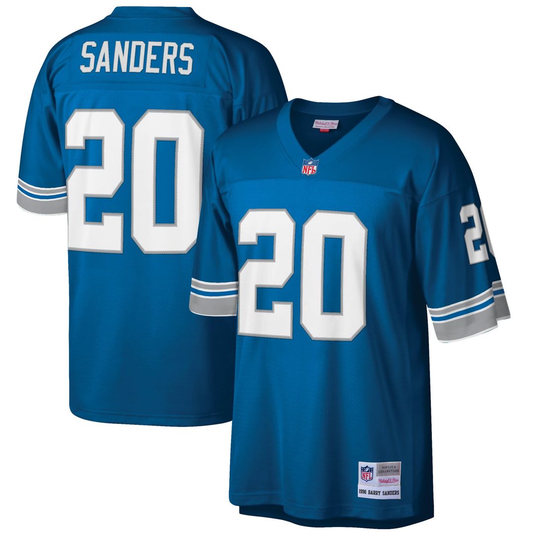 Men's Detroit Lions Barry Sanders White Big & Tall 1996 Retired Player Replica Jersey