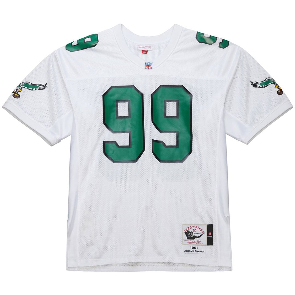 Men's Philadelphia Eagles Jerome Brown White 1991 Authentic Throwback Retired Player Jersey