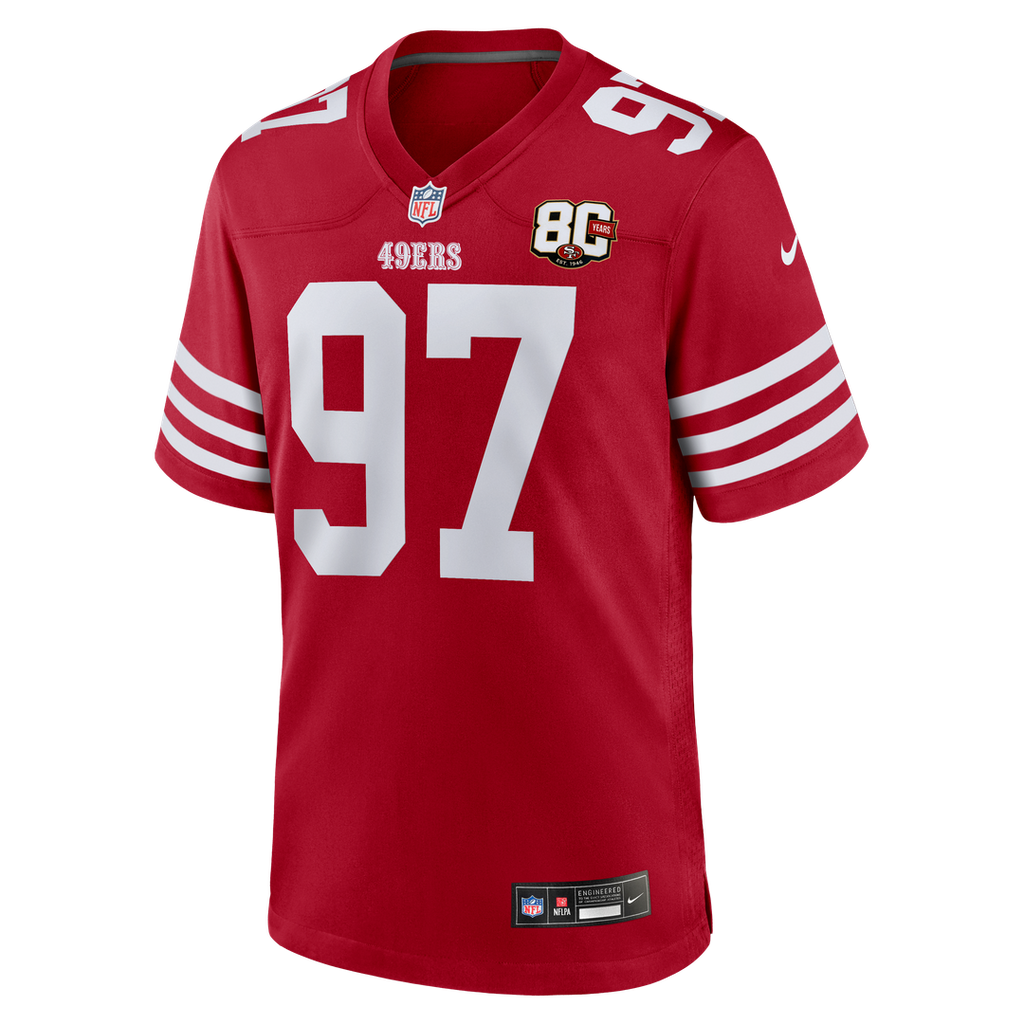 Men's San Francisco 49ers Nick Bosa White 80th Anniversary