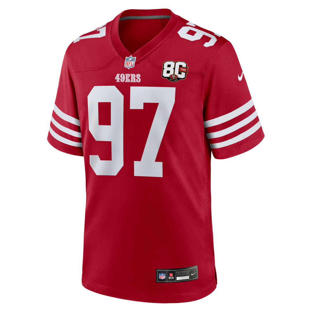 Men's San Francisco 49ers Nick Bosa White 80th Anniversary