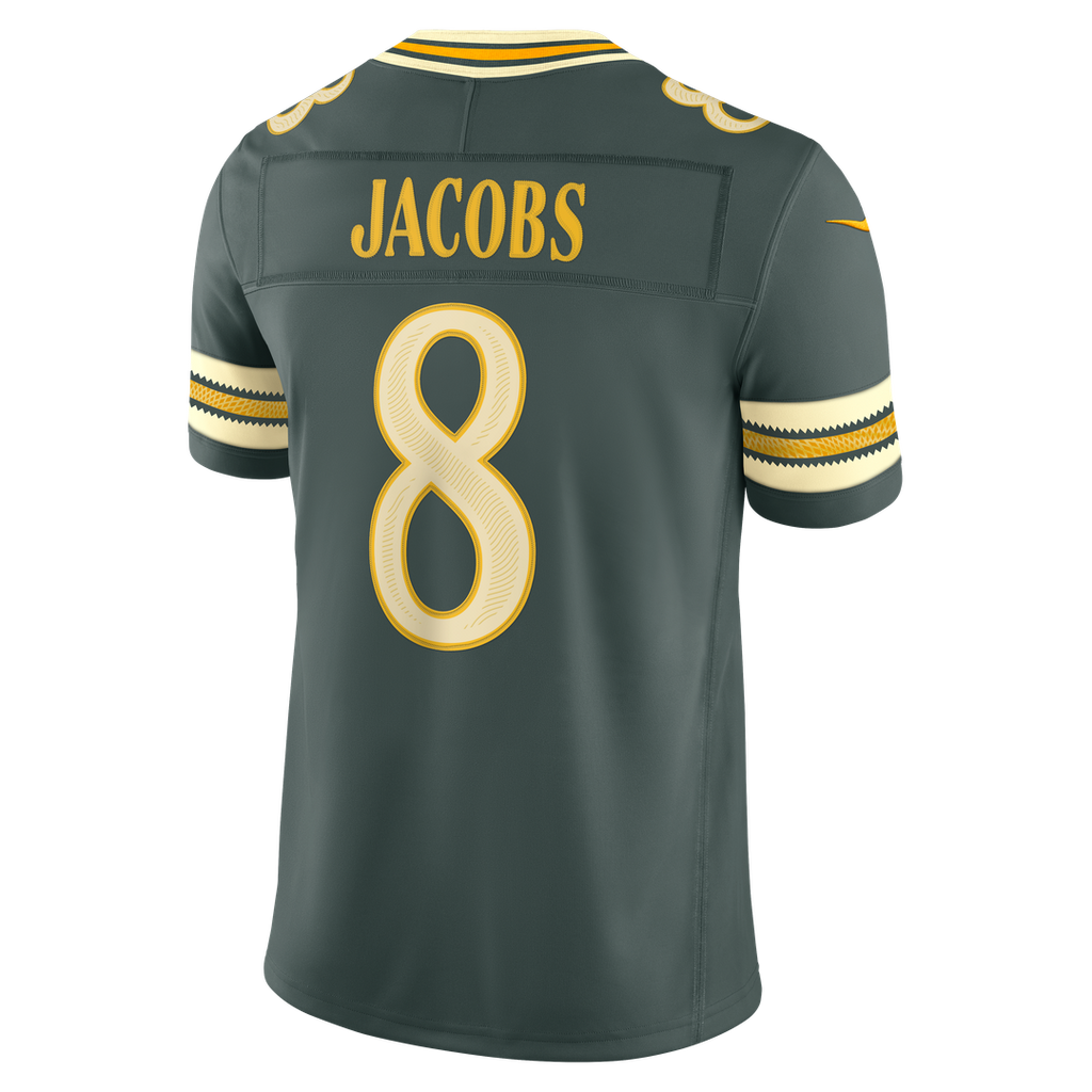 Men's Green Bay Packers Josh Jacobs Green 2026 Rivalries Collection Stitched Jersey