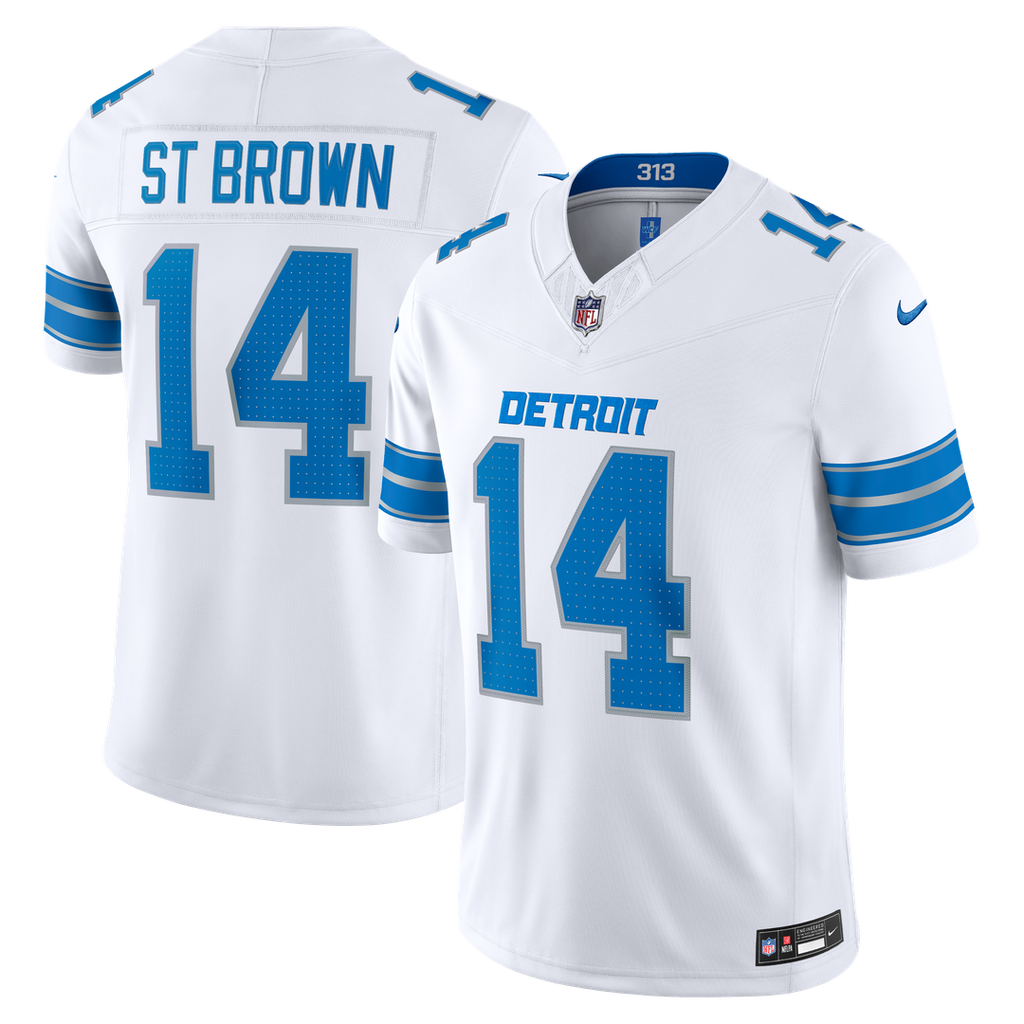 Men's Detroit Lions Amon-Ra St. Brown Blue Team Vapor F.U.S.E. Stitched