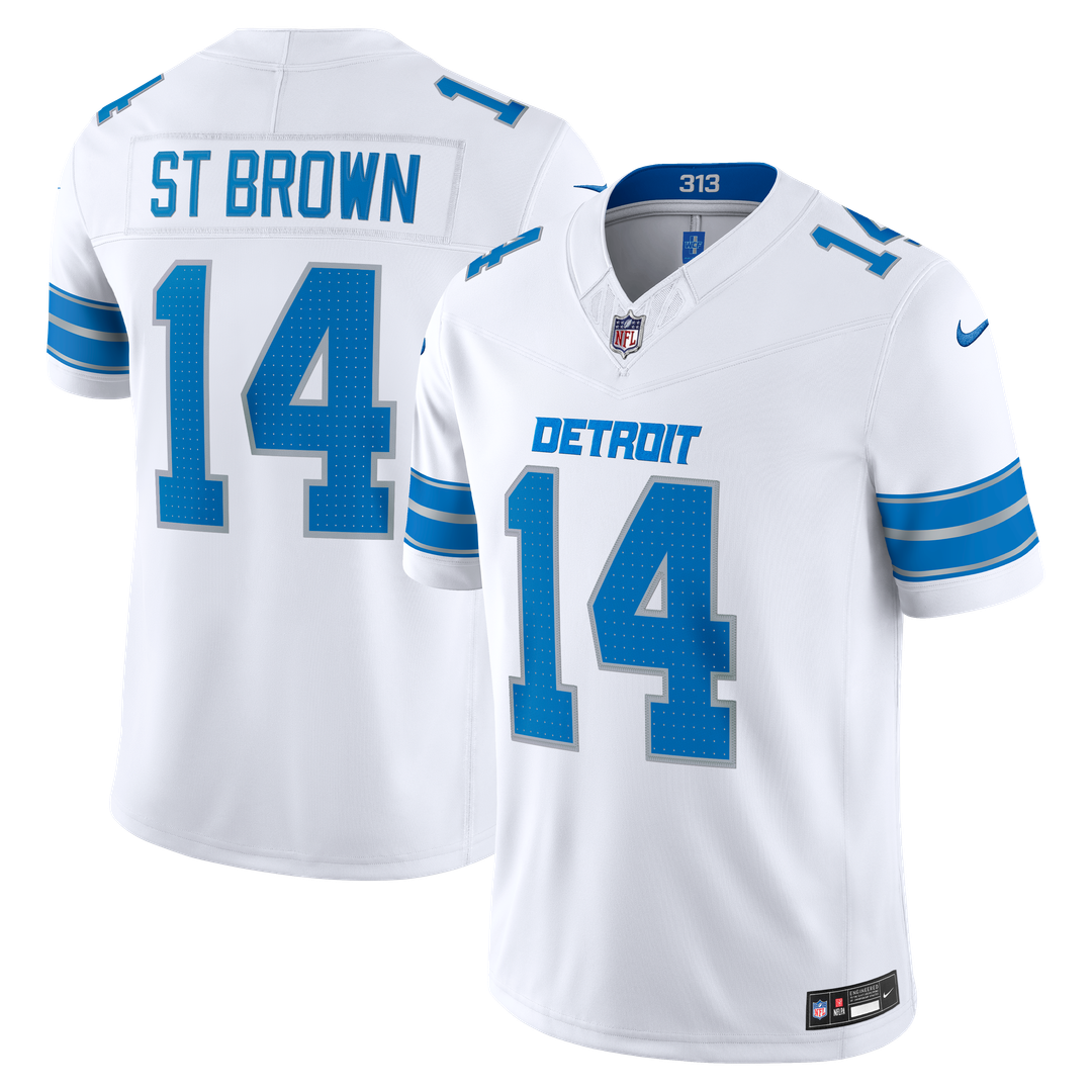 Men's Detroit Lions Amon-Ra St. Brown Blue Team Vapor F.U.S.E. Stitched