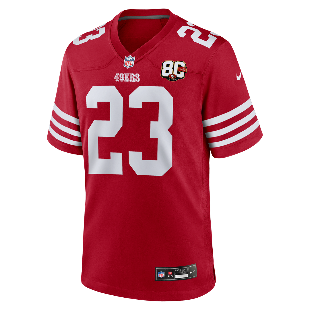 Men's San Francisco 49ers Christian McCaffrey White 80th Anniversary