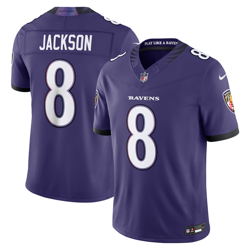 Men's Baltimore Ravens Lamar Jackson Purple Team Vapor F.U.S.E. Stitched