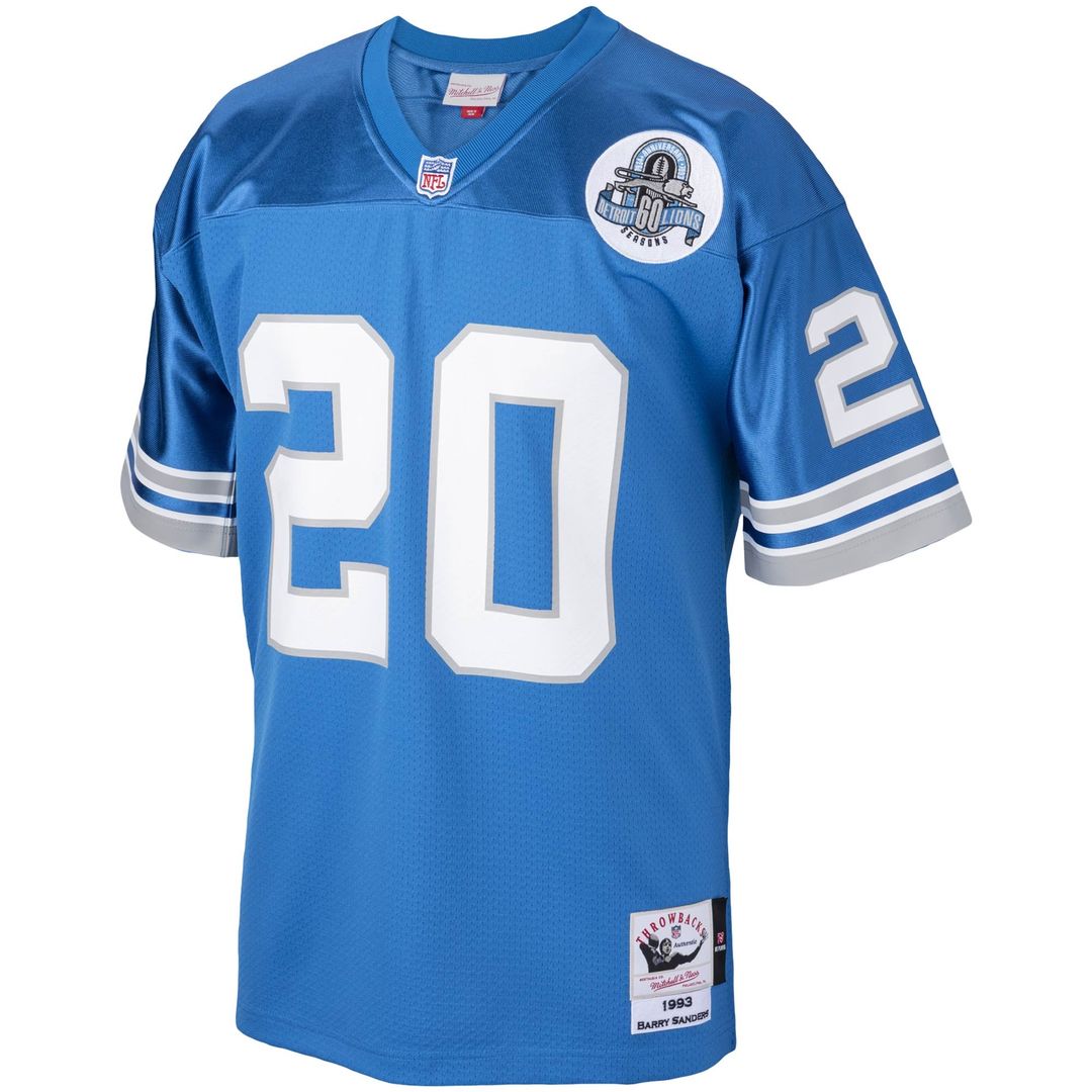 Men's Detroit Lions 1993 Barry Sanders Blue Authentic Throwback Retired Player Jersey