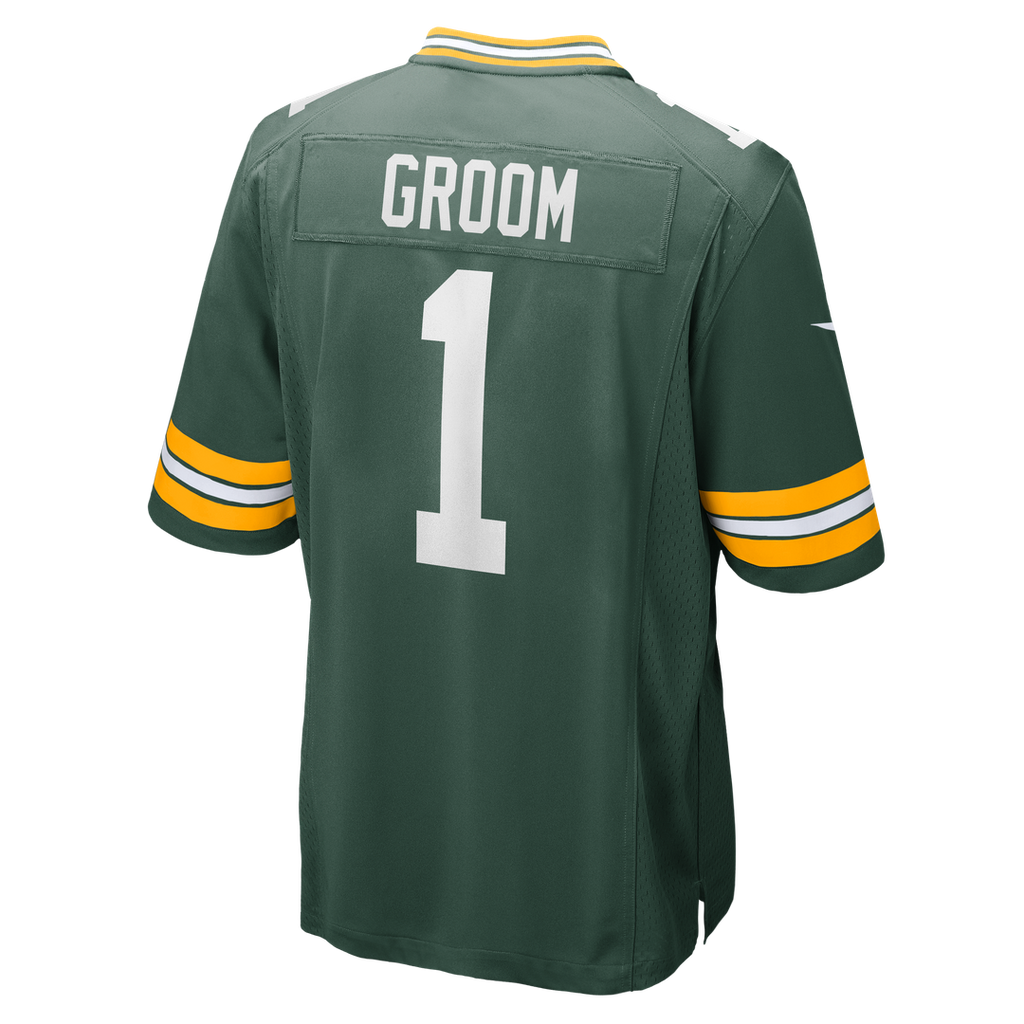Men's Green Bay Packers Number 1 Groom Green Jersey