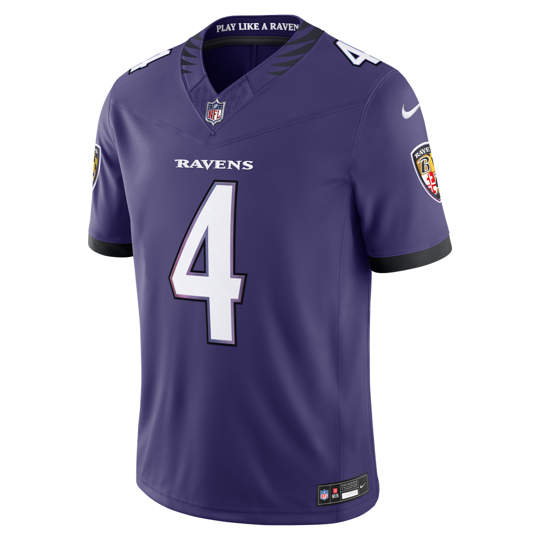 Men's Baltimore Ravens Zay Flowers Purple Team Vapor F.U.S.E. Stitched