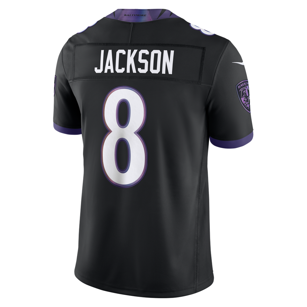Men's Baltimore Ravens Lamar Jackson Black Alternate Alternate Vapor F.U.S.E. Stitched
