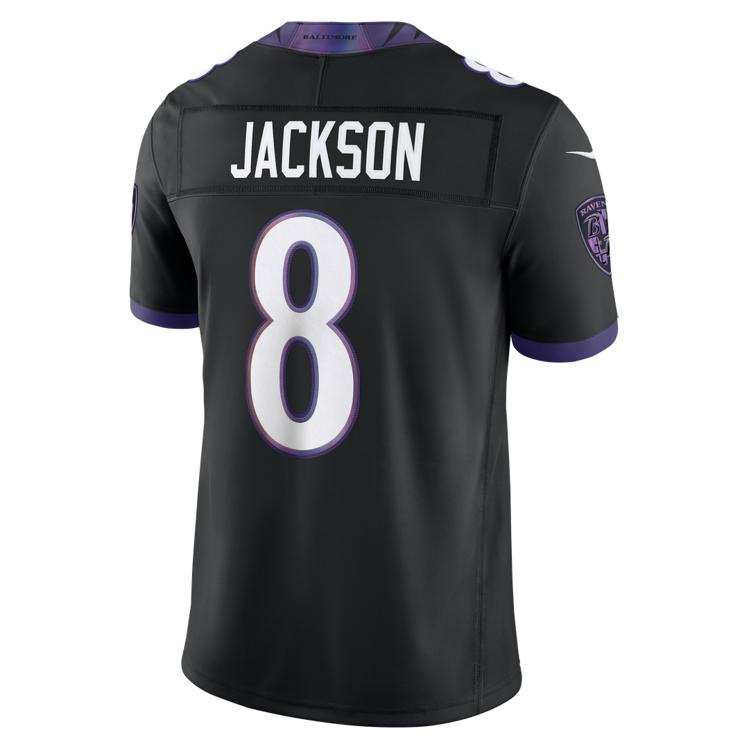 Men's Baltimore Ravens Lamar Jackson Black Alternate Alternate Vapor F.U.S.E. Stitched