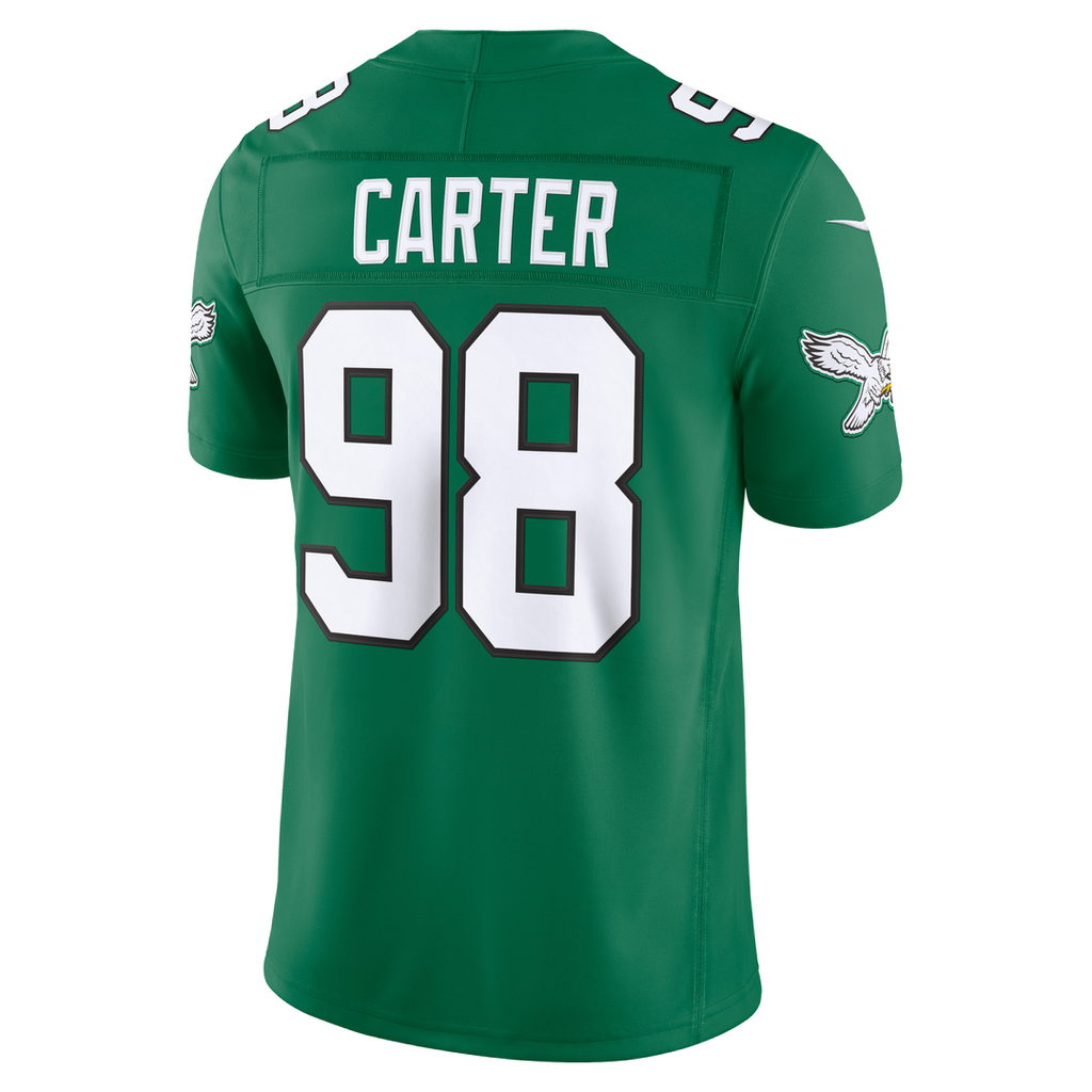 Men's Philadelphia Eagles Jalen Carter Kelly Green Alternate Vapor F.U.S.E. Stitched