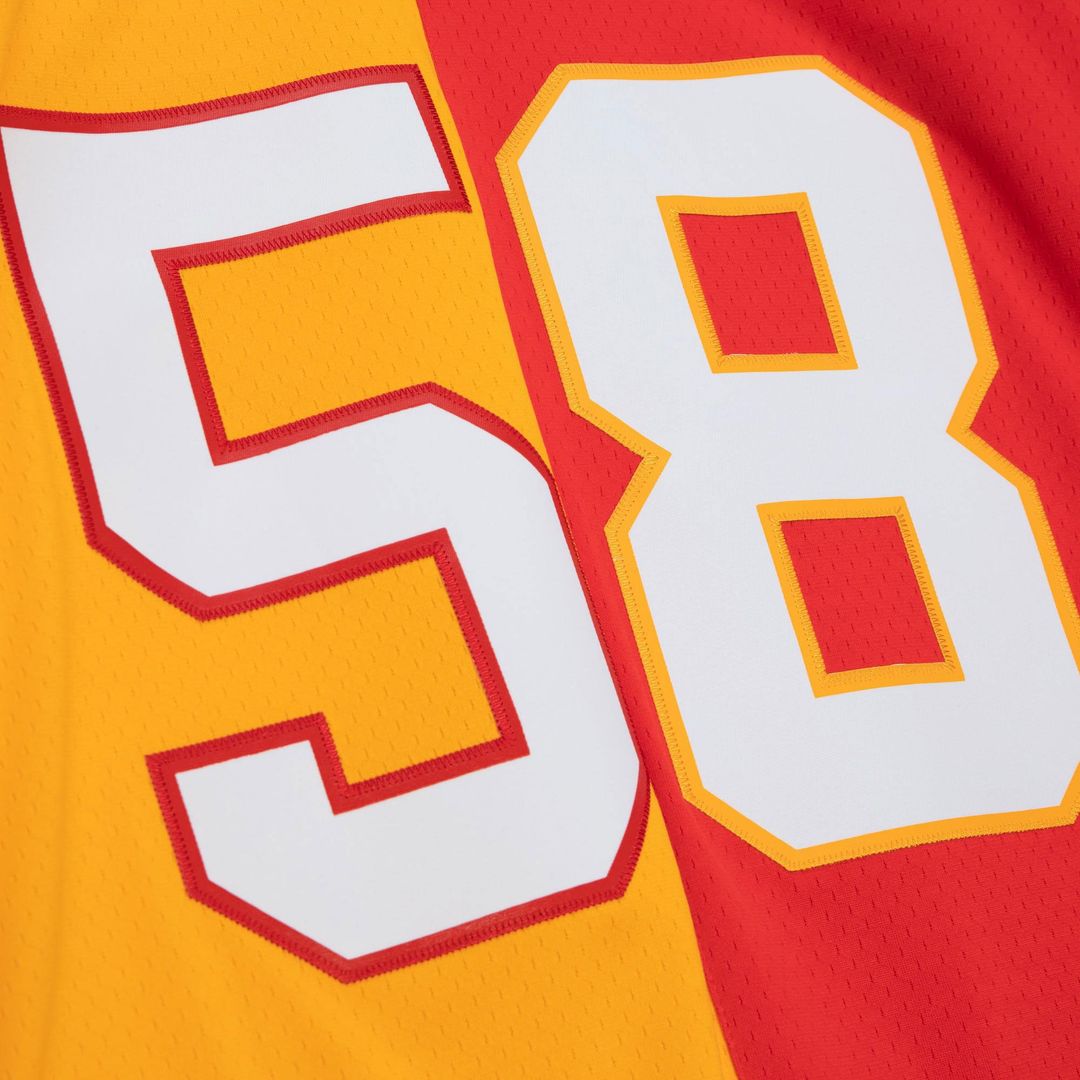 Men's Kansas City Chiefs Derrick Thomas Red/Gold 1994 Split Legacy Replica Jersey