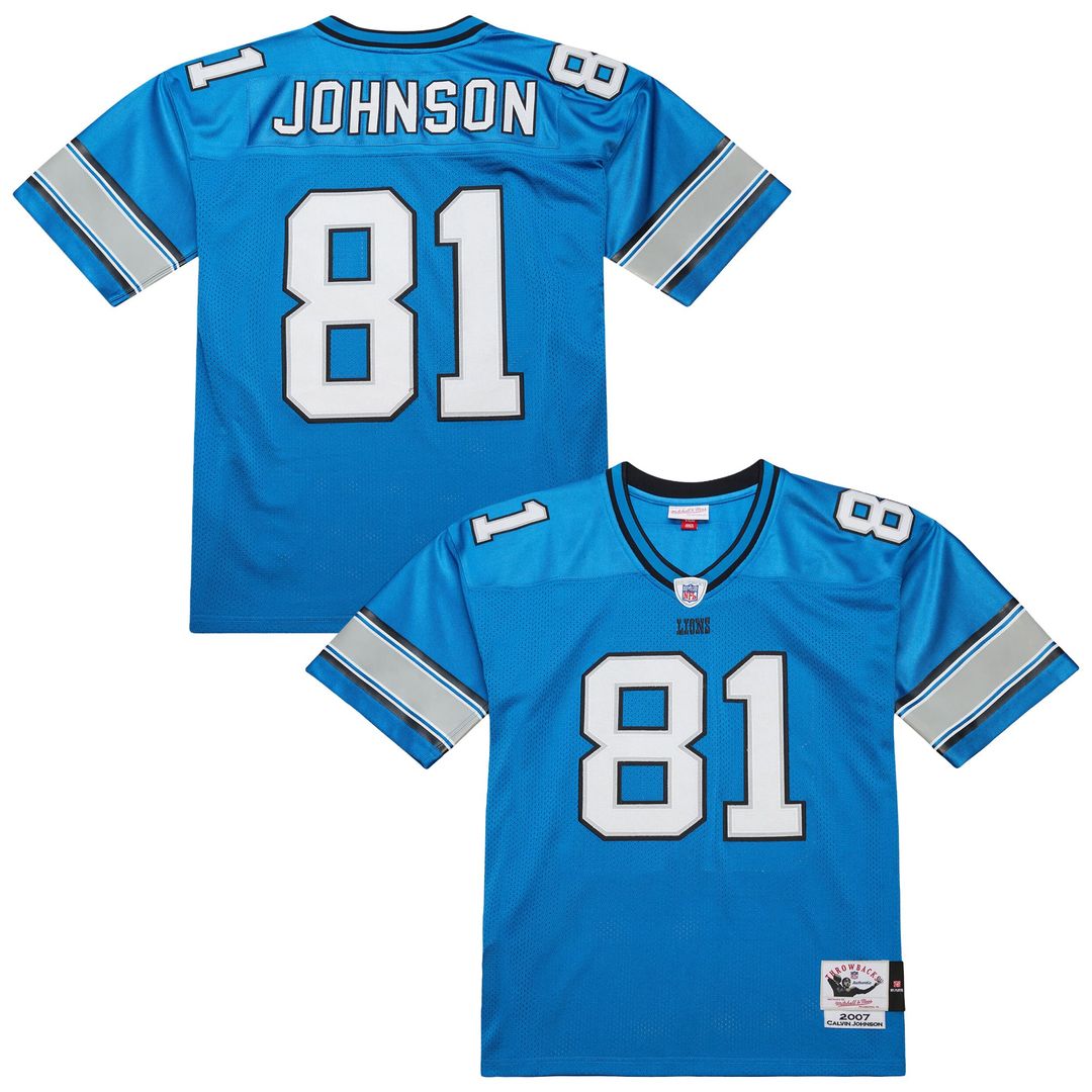 Men's Detroit Lions Calvin Johnson Black 2007 Authentic Throwback Jersey