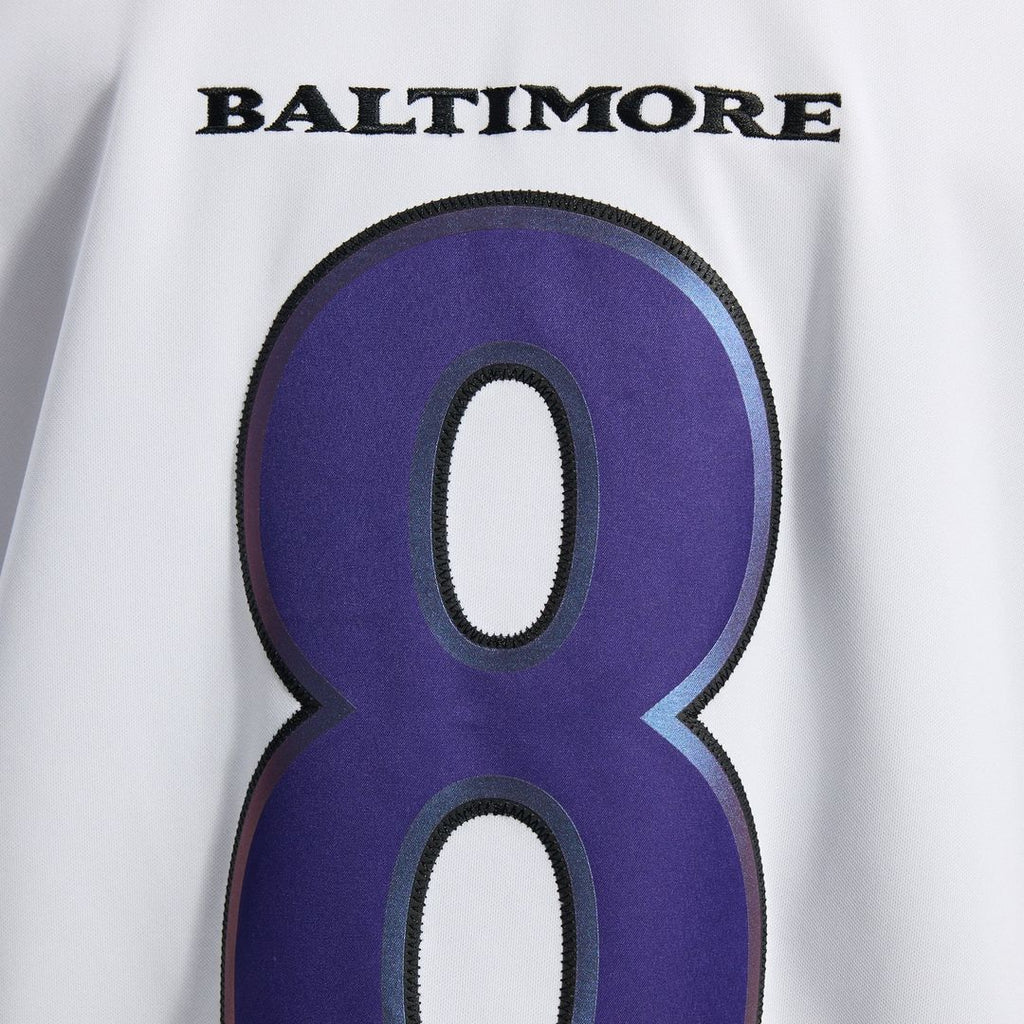 Men's Baltimore Ravens Lamar Jackson White Vapor F.U.S.E. Stitched