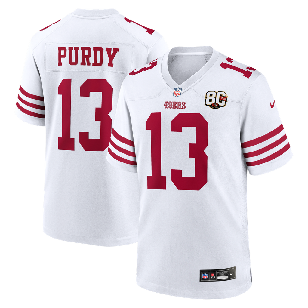 Men's San Francisco 49ers Brock Purdy White 80th Anniversary