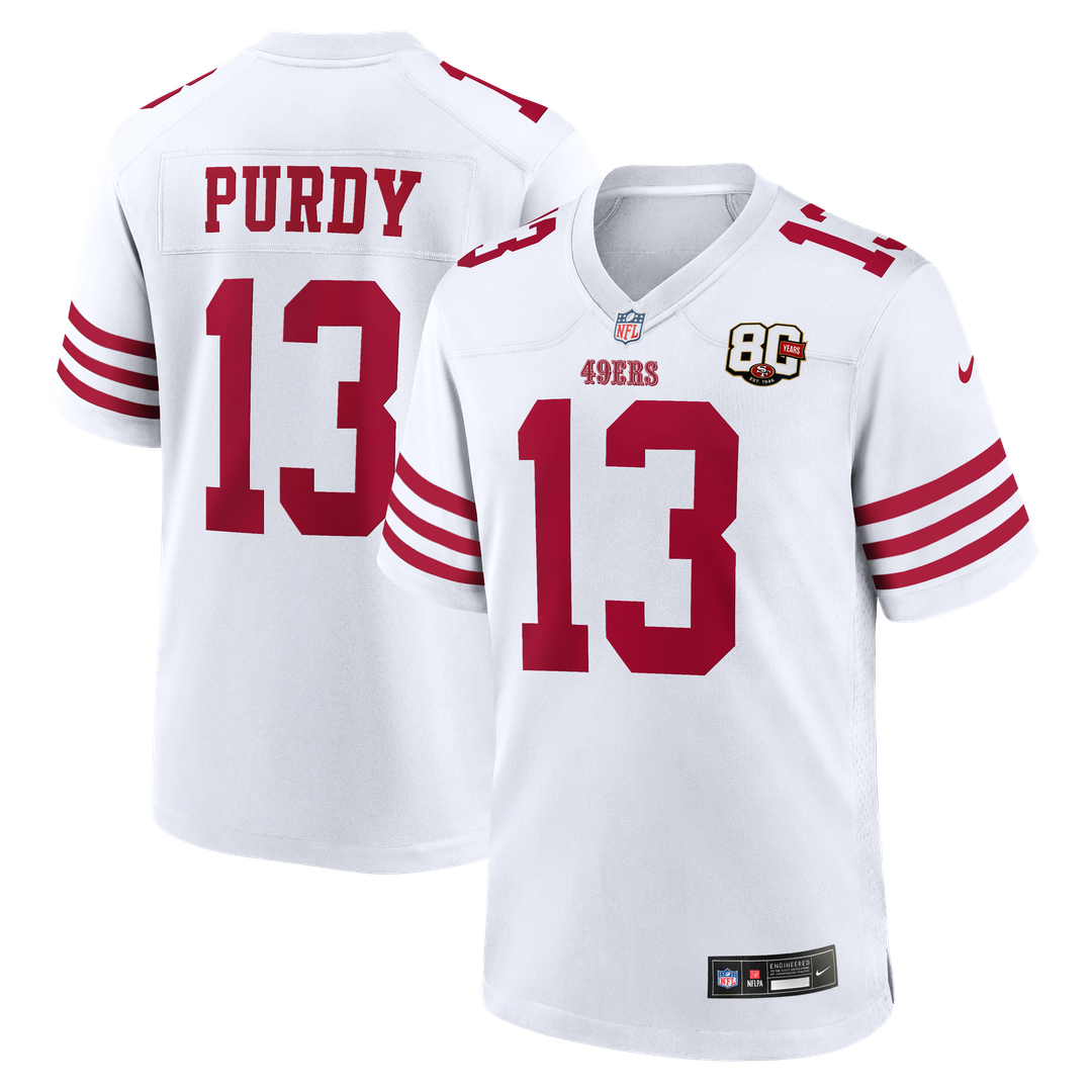 Men's San Francisco 49ers Brock Purdy White 80th Anniversary