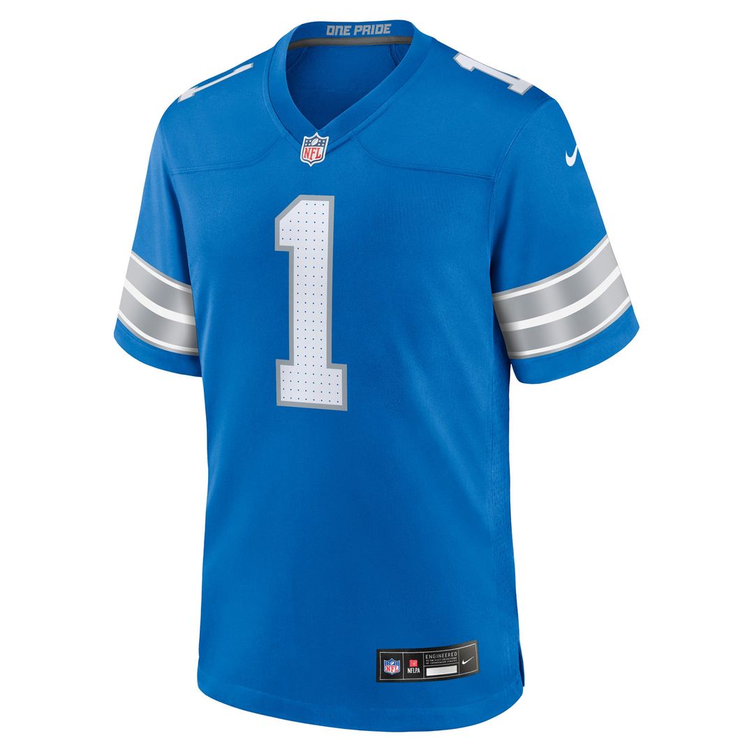 Men's Detroit Lions Number 1 Groom Blue