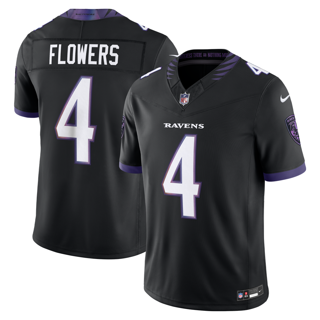 Men's Baltimore Ravens Zay Flowers Purple Team Vapor F.U.S.E. Stitched