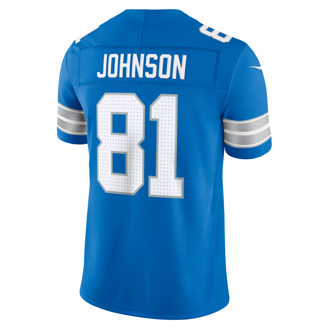 Men's Detroit Lions Calvin Johnson Blue Vapor F.U.S.E. Stitched Retired