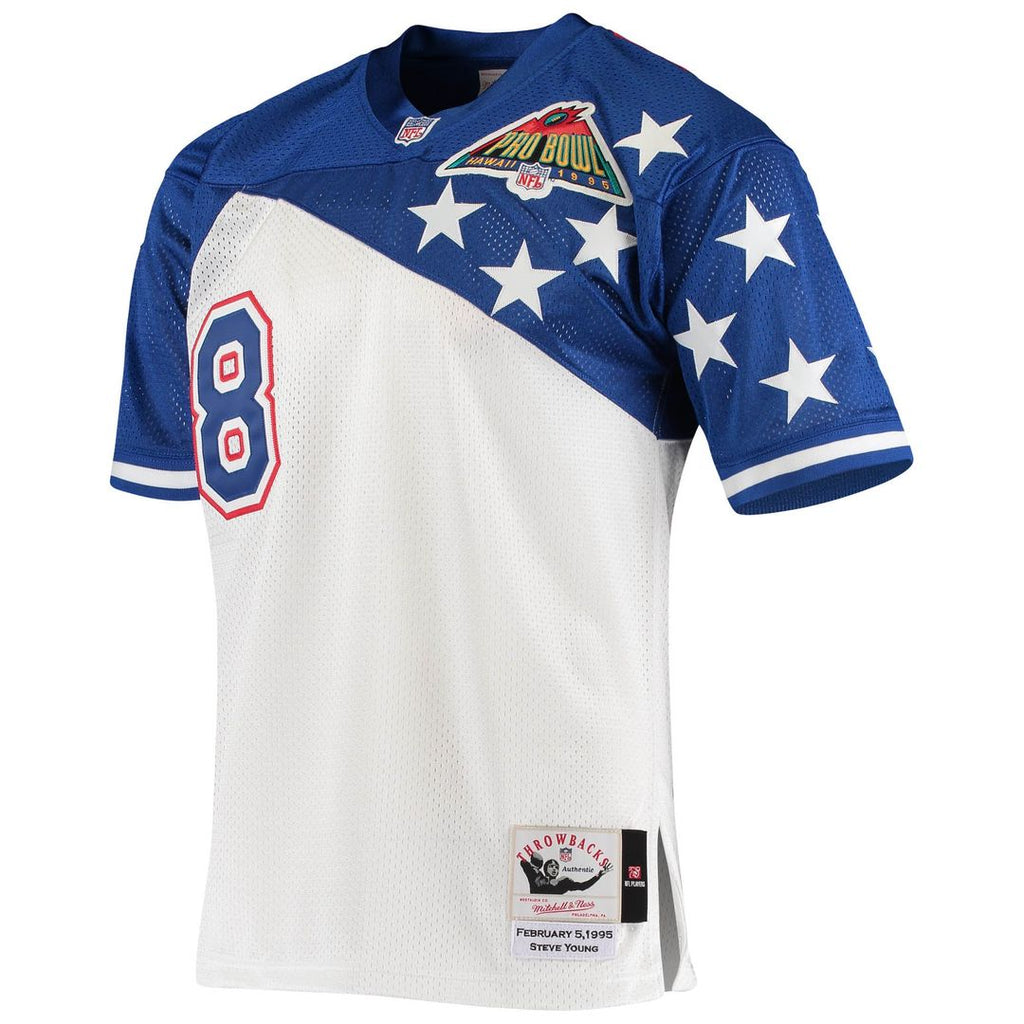 Men's NFC Steve Young White/Blue 1994 Pro Bowl Authentic Jersey