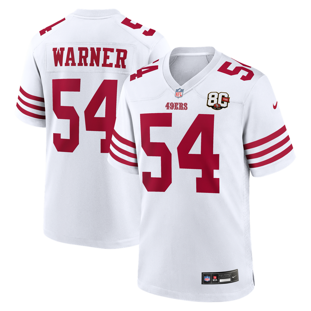 Men's San Francisco 49ers Fred Warner Scarlet 80th Anniversary