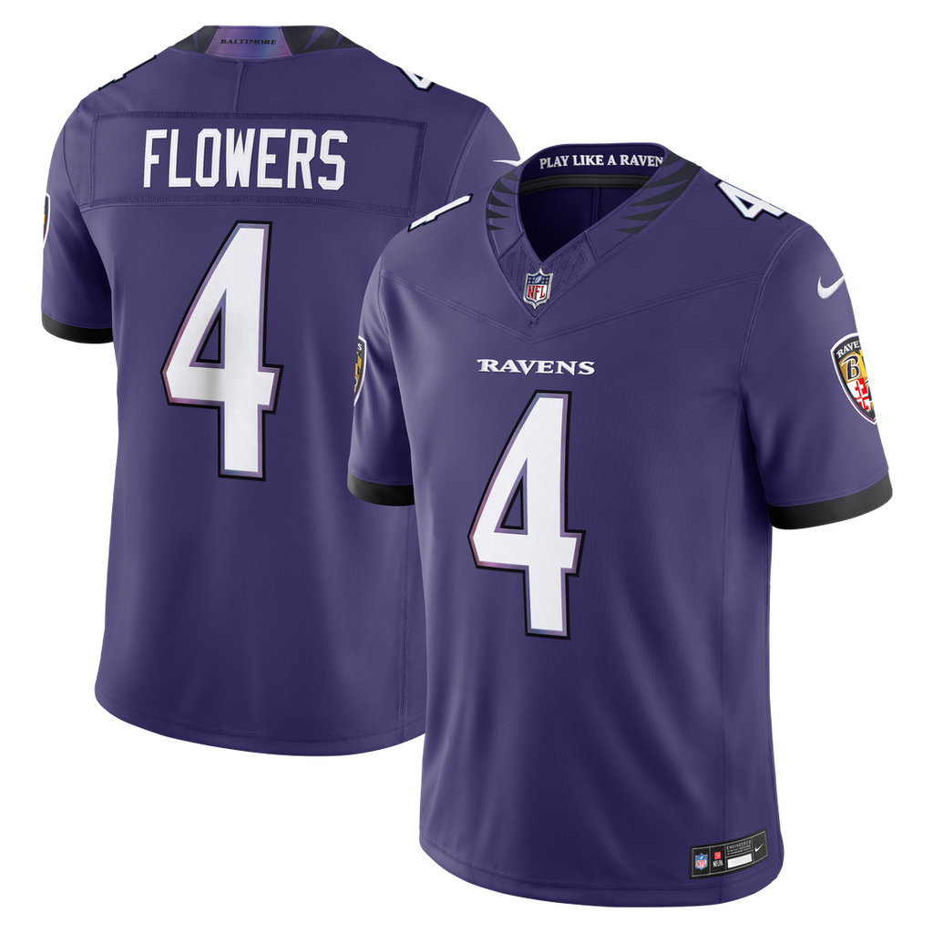 Men's Baltimore Ravens Zay Flowers Black Alternate Alternate Vapor F.U.S.E. Stitched