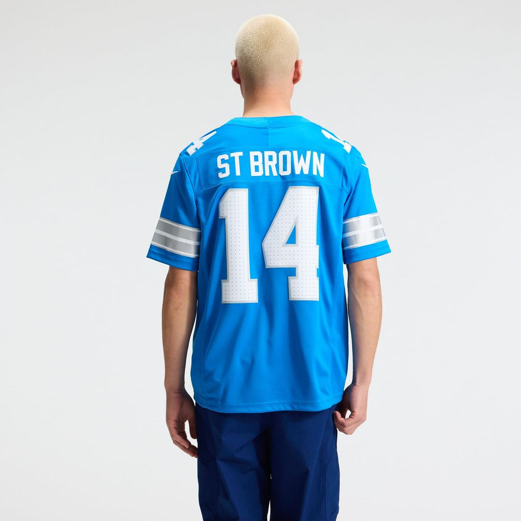 Men's Detroit Lions Amon-Ra St. Brown Blue Team Vapor F.U.S.E. Stitched