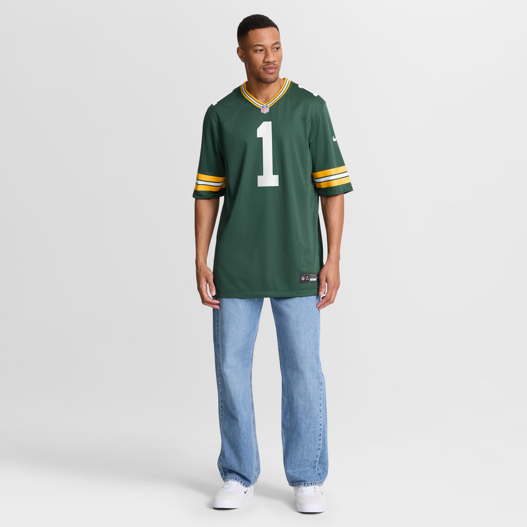 Men's Green Bay Packers Number 1 Groom Green Jersey