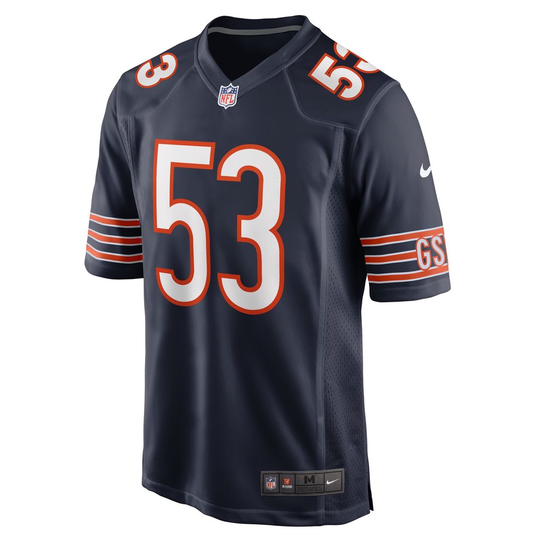 Men's Chicago Bears TJ Edwards Navy Game Player Jersey