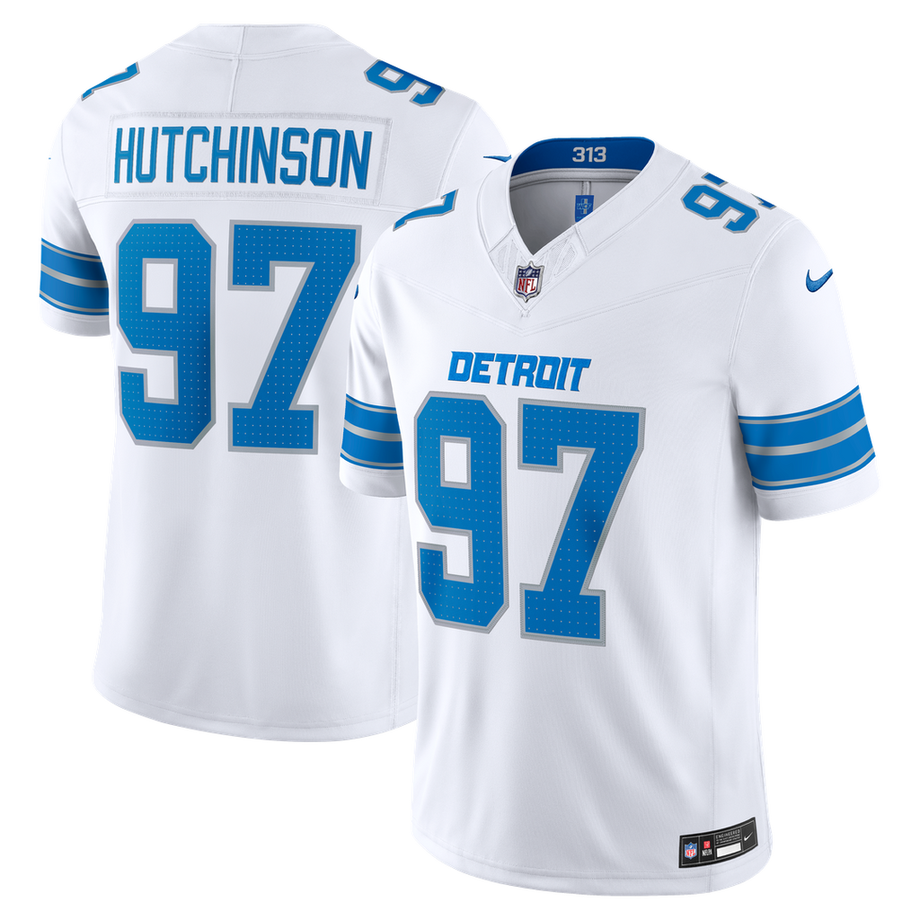 Men's Detroit Lions Aidan Hutchinson White Vapor F.U.S.E. Stitched