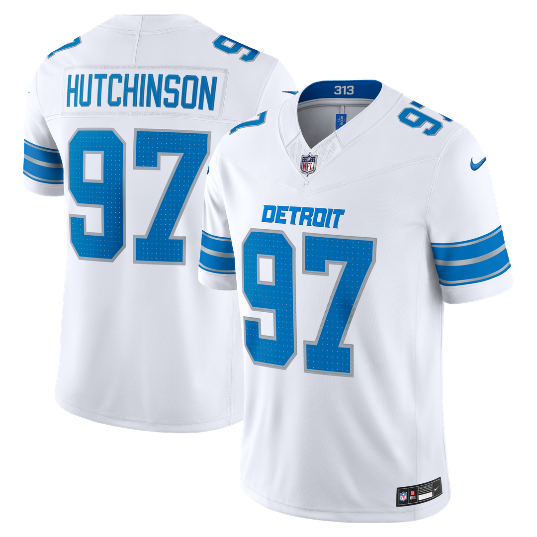 Men's Detroit Lions Aidan Hutchinson White Vapor F.U.S.E. Stitched