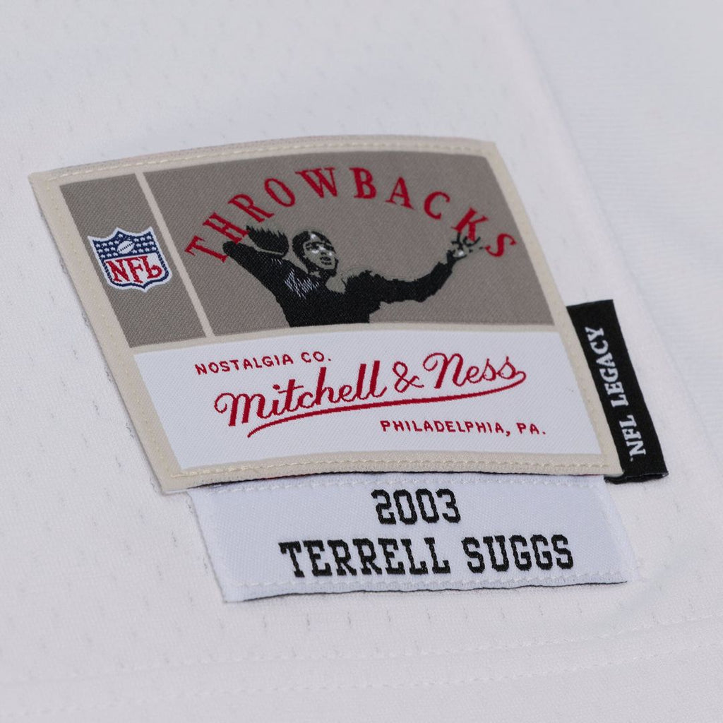 Men's Baltimore Ravens Terrell Suggs White 2003 Legacy Replica Player Jersey