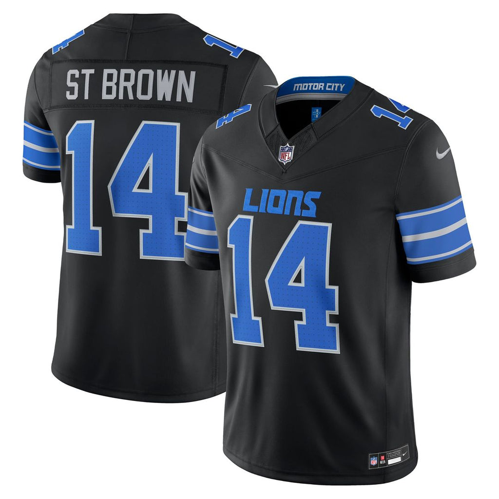 Men's Detroit Lions Amon-Ra St. Brown Blue Team Vapor F.U.S.E. Stitched