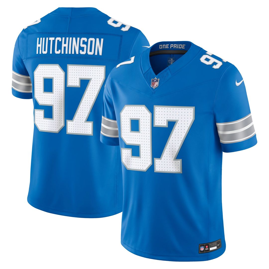Men's Detroit Lions Aidan Hutchinson Blue Team Vapor F.U.S.E. Stitched