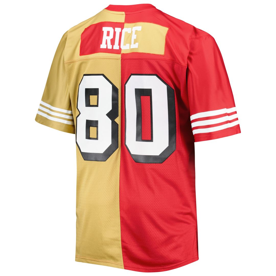 Men's San Francisco 49ers Jerry Rice Scarlet/Gold Big & Tall Split Legacy Retired Player Replica Jersey