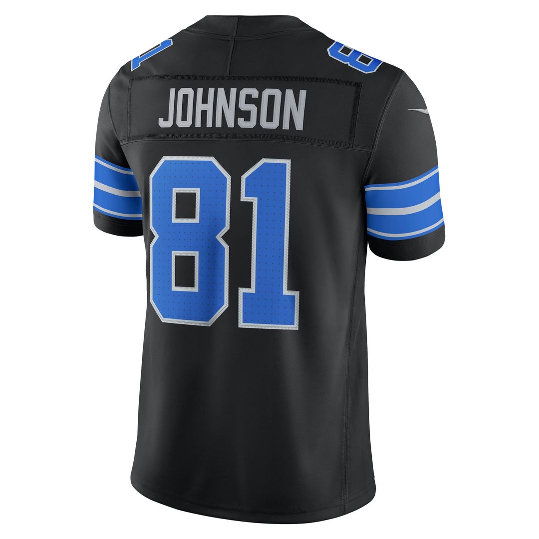 Men's Detroit Lions Calvin Johnson Black Alternate Vapor F.U.S.E. Stitched Retired