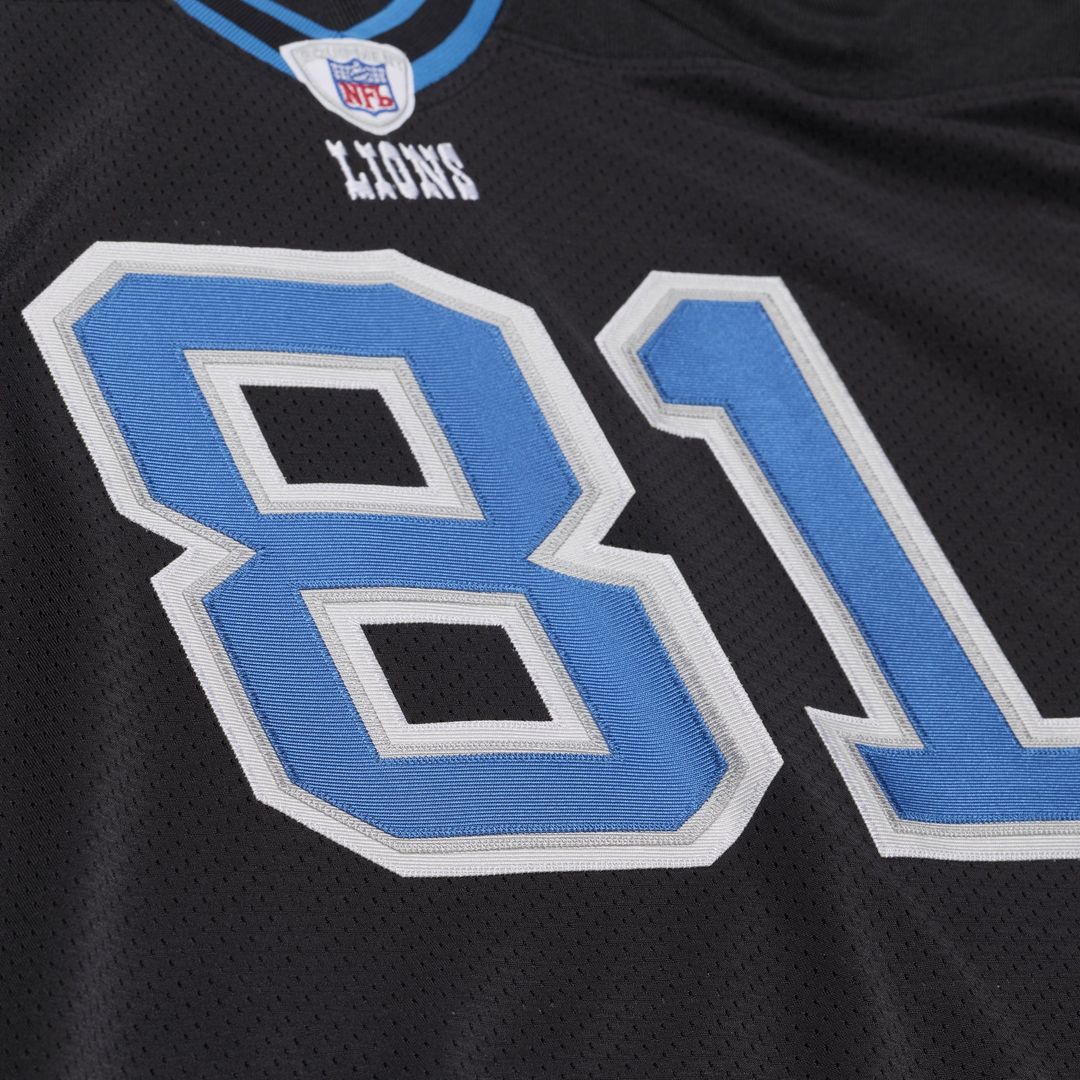 Men's Detroit Lions Calvin Johnson Black 2007 Authentic Throwback Jersey
